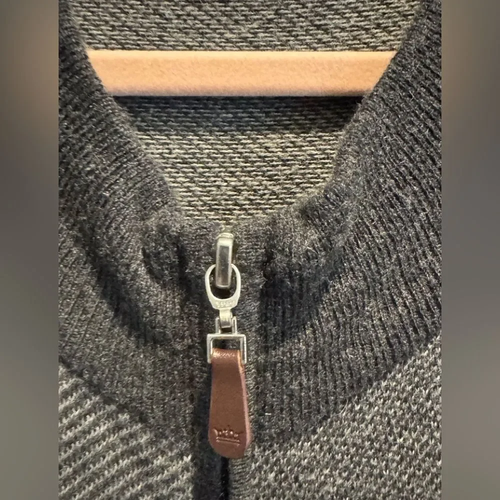 Peter Millar Charcoal Zip-Up Sweater merino wool and cotton size XXL